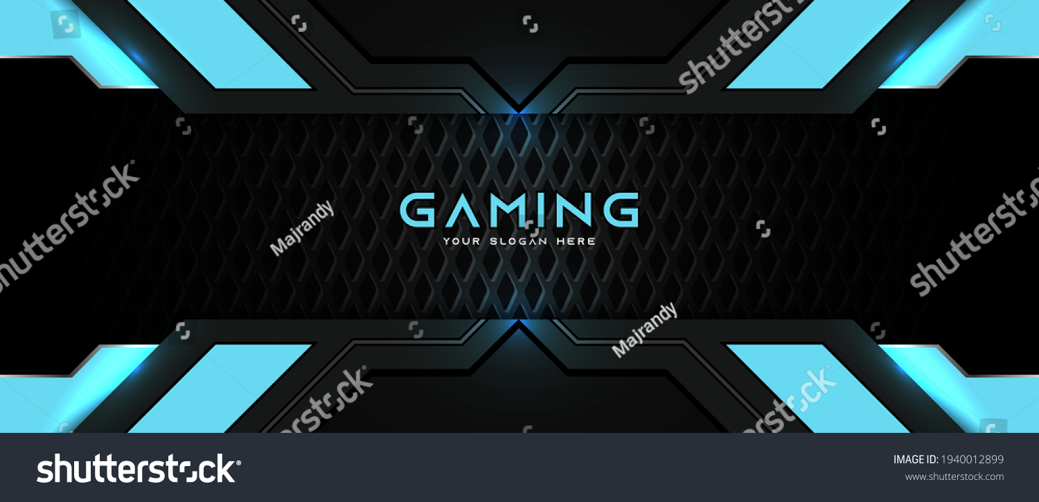 Futuristic Black Blue Gaming Banner Design Stock Vector (Royalty Free ...