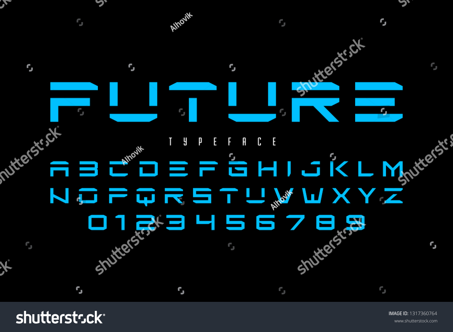 Futuristic Font Design Alphabet Letters Numbers Stock Vector (Royalty ...