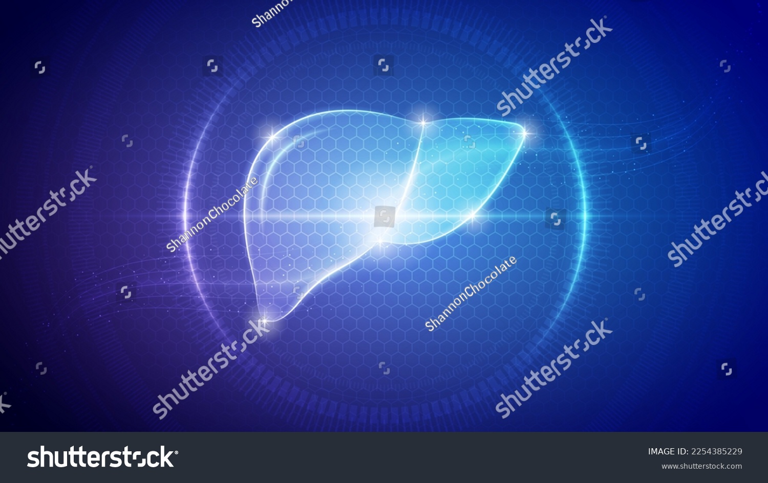 SVG of Futuristic Medical Hologram Neon Glow Translucent Human Liver Digestive, Hepatic System Backdrop Background Illustration svg