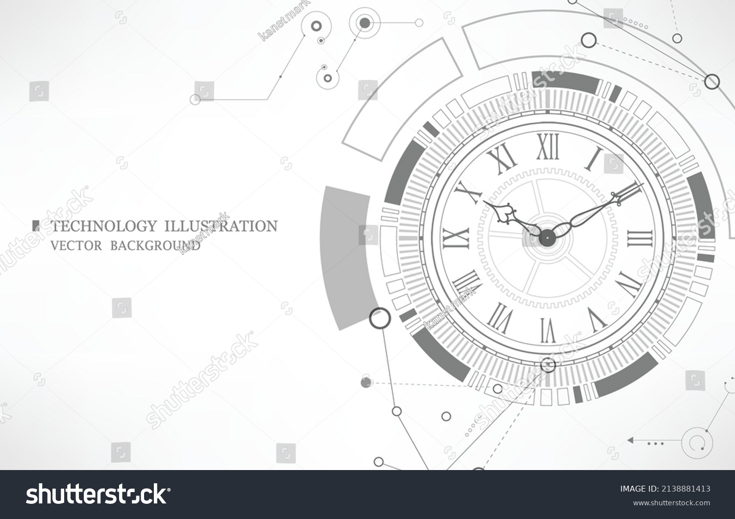 Futuristic Vector Technology Clock White Background Stock Vector ...