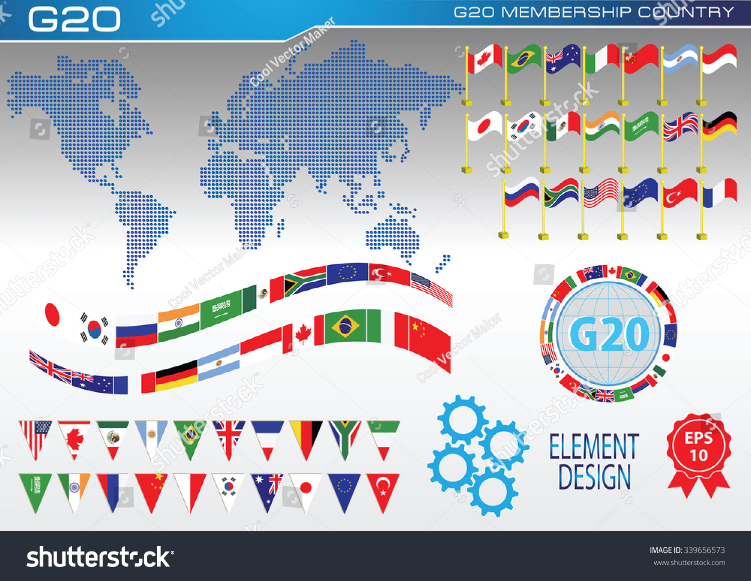 G20 Countries Flags Flags World Economic Stock Vektorgrafik Lizenzfrei 339656573 9429