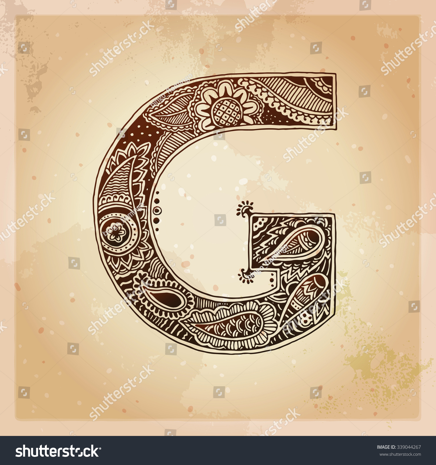 G Decorative Letter Hand Drawn Alphabet Stock Vector Royalty Free