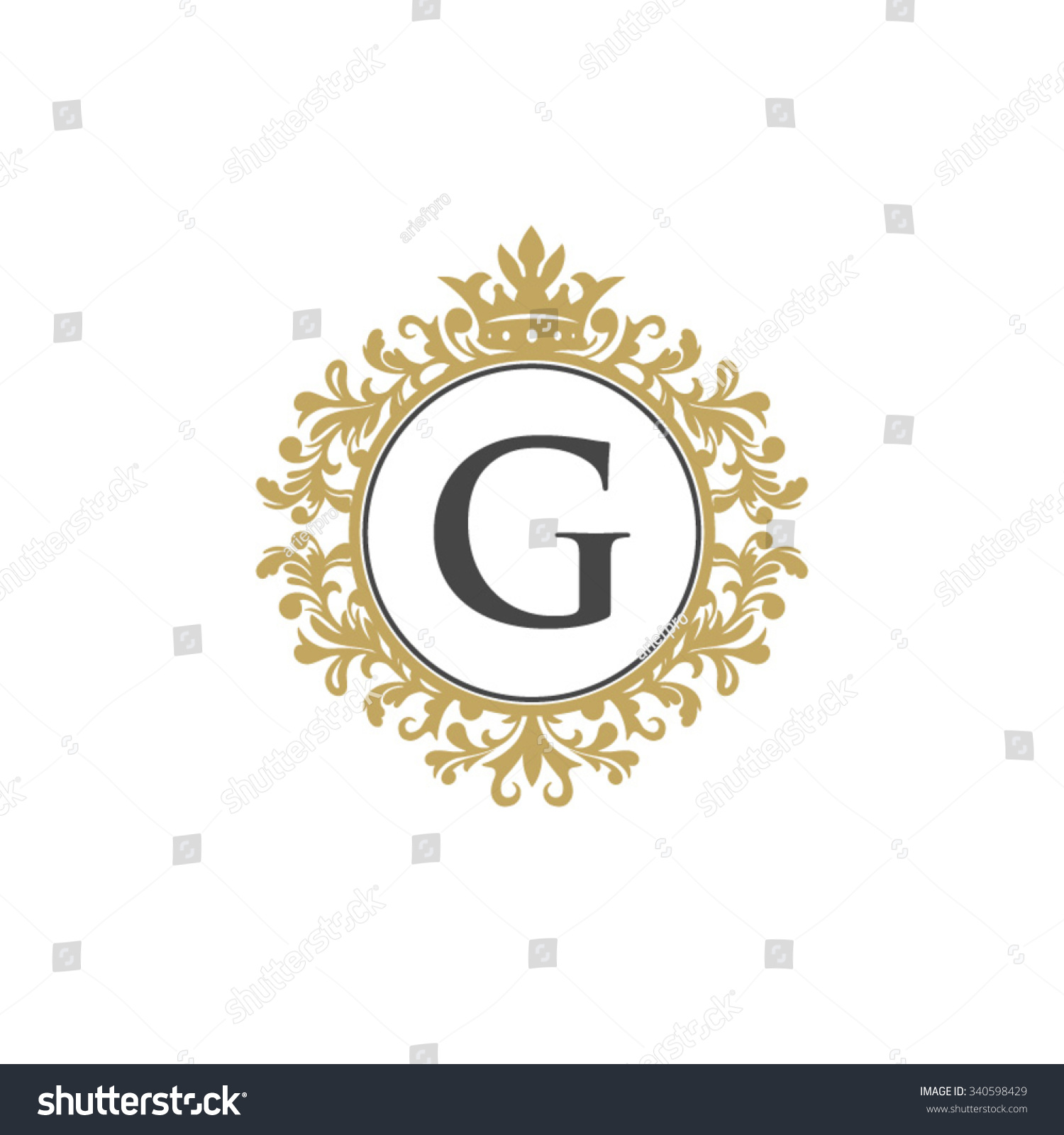 G Initial Logo Luxury Ornament Crown Stock Vector 340598429 - Shutterstock