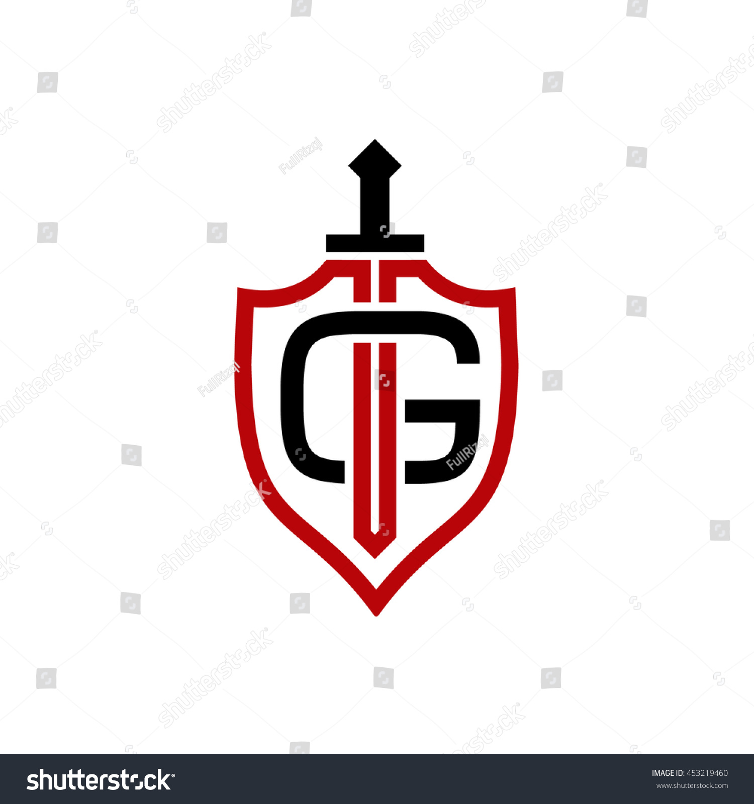 G Initial Sword Shield Logo Stock Vector Royalty Free