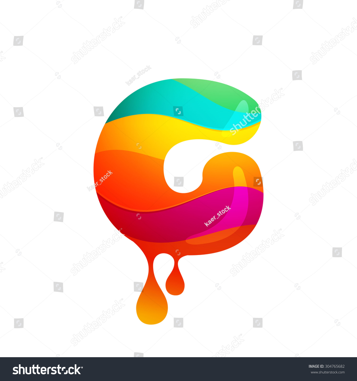 G Letter Logo Juice Splash Waves Stock Vector Royalty Free