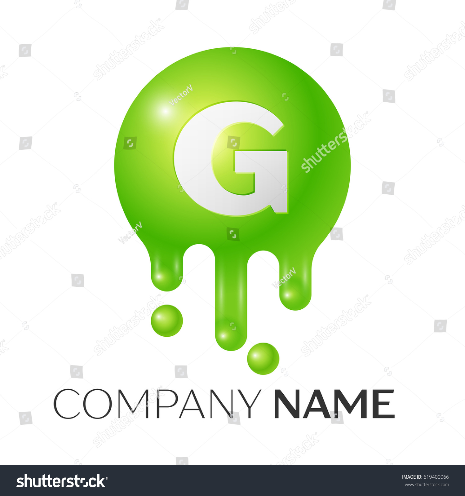 G Letter Splash Logo Green Dots Stock Vector Royalty Free