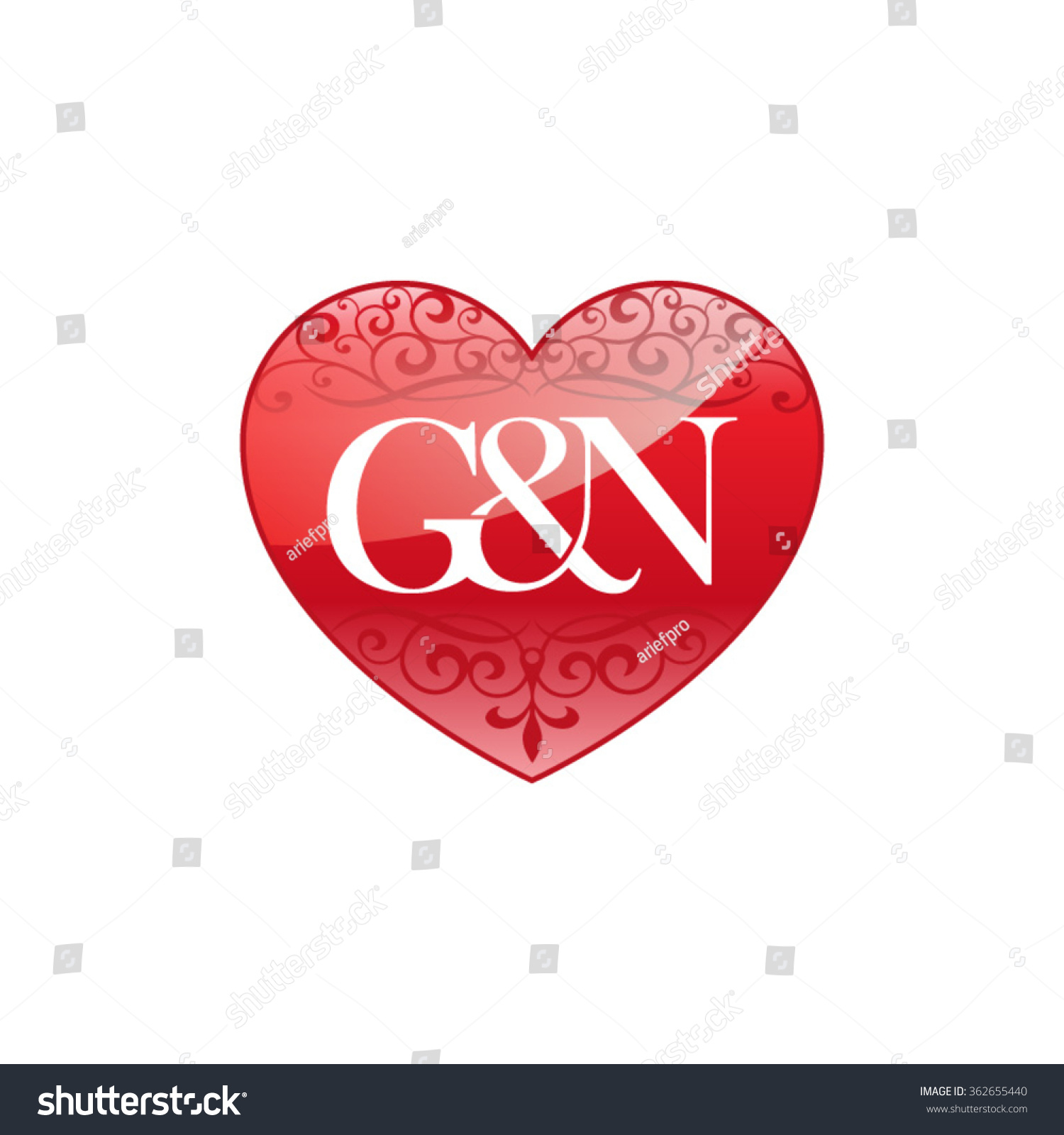 Gn Initial Letter Couple Logo Ornament Stock Vector Royalty Free