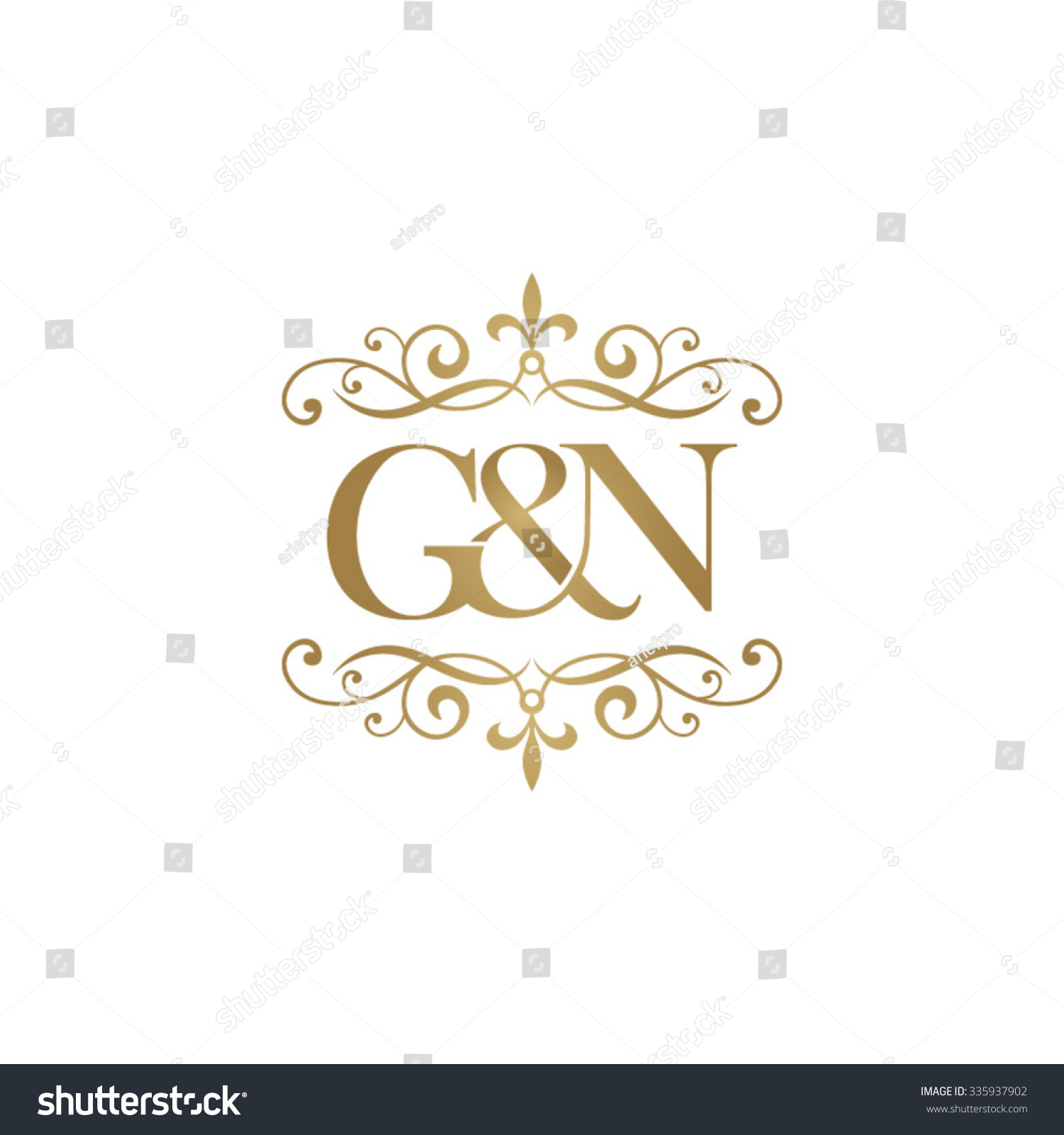 Gn Initial Logo Ornament Ampersand Monogram Stock Vector Royalty Free