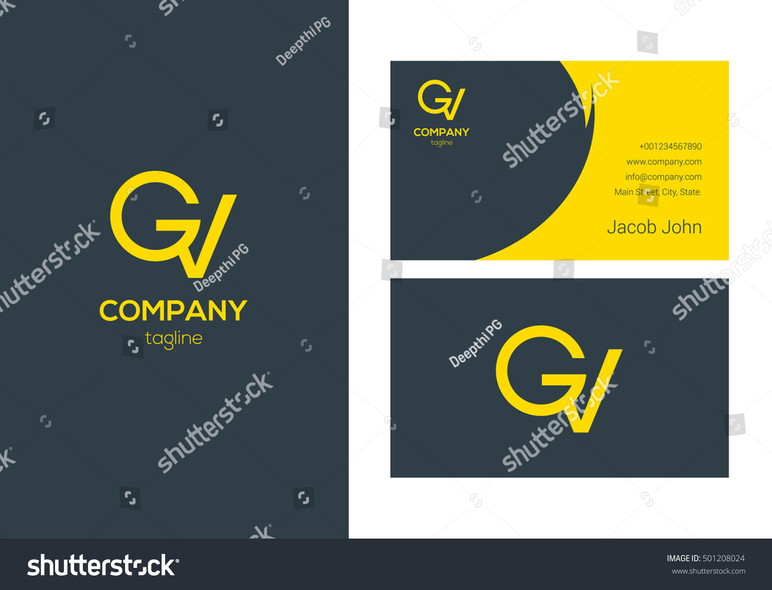 G V Letter Logo Business Card Stock Vector Royalty Free