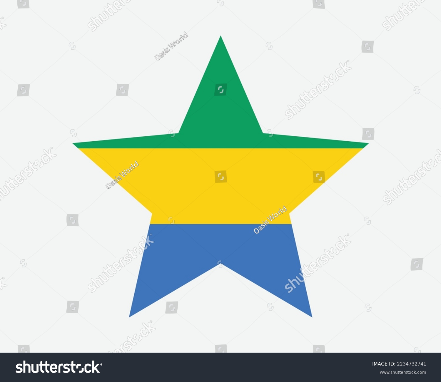 SVG of Gabon Star Flag. Gabonese Star Shape Flag. Gabonaise Country National Banner Icon Symbol Vector Flat Artwork Graphic Illustration svg