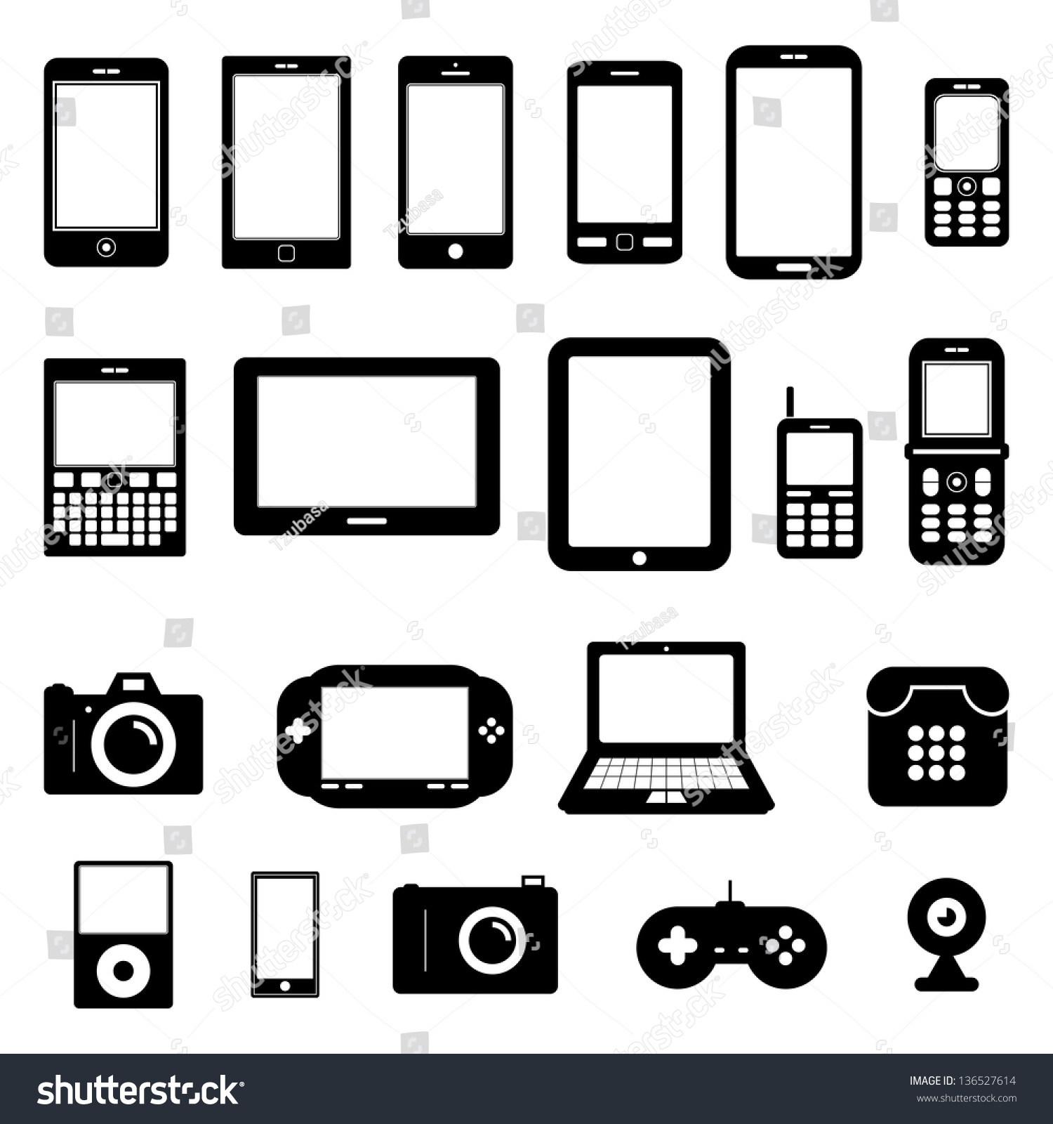 Gadget Vector Black White Stock Vector 136527614 ...