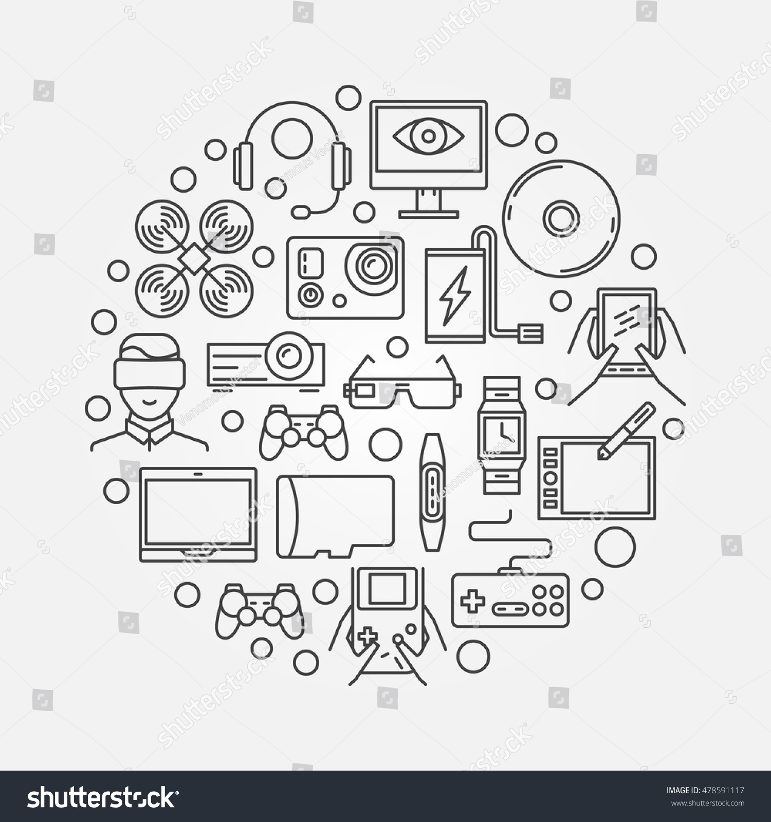 Gadgets Round Concept Illustration Vector Devices Stock Vector (royalty 