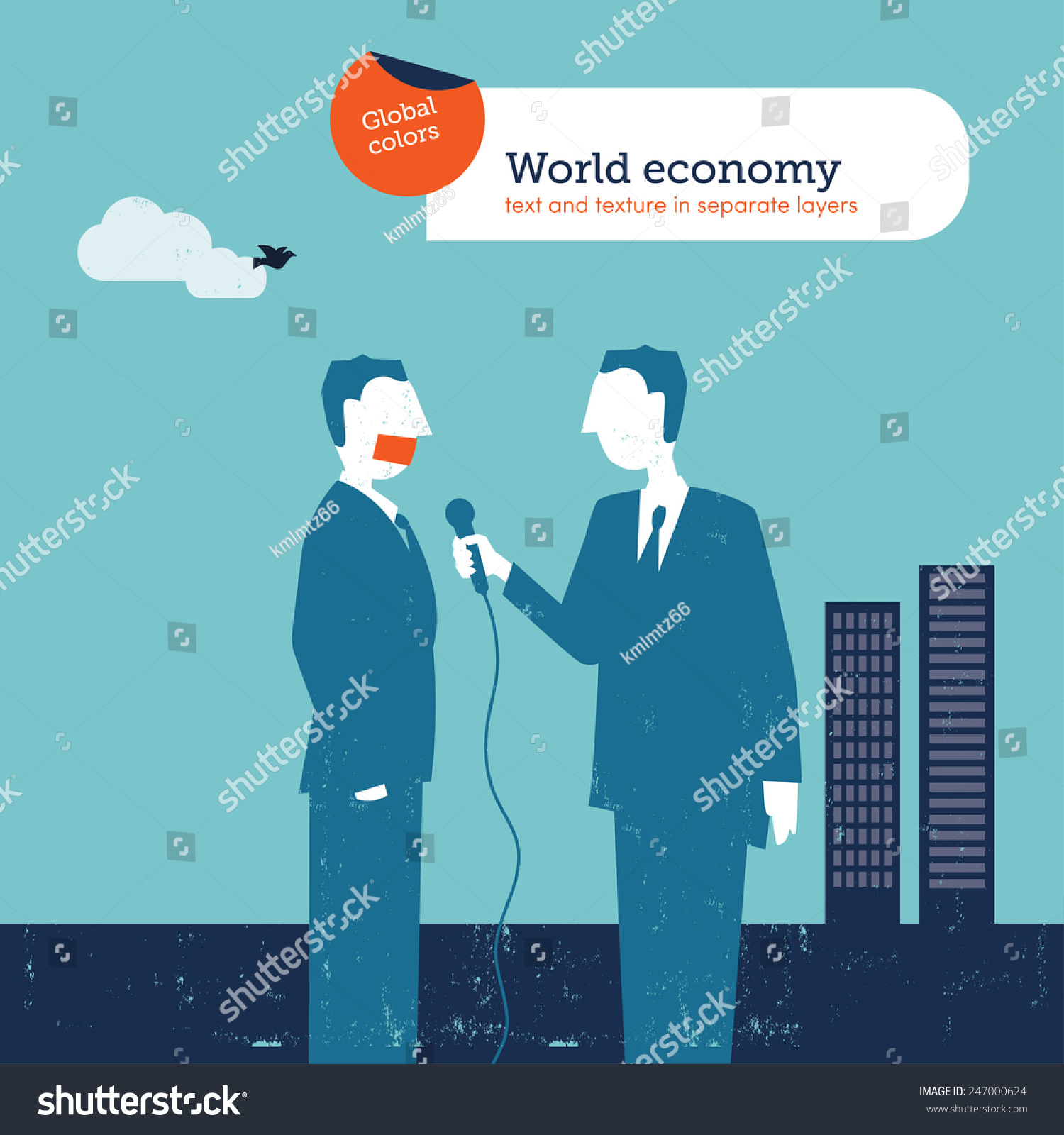 SVG of Gaged businessman with a reporter. Vector illustration Eps10 file. Global colors. Text and Texture in separate layers.  svg