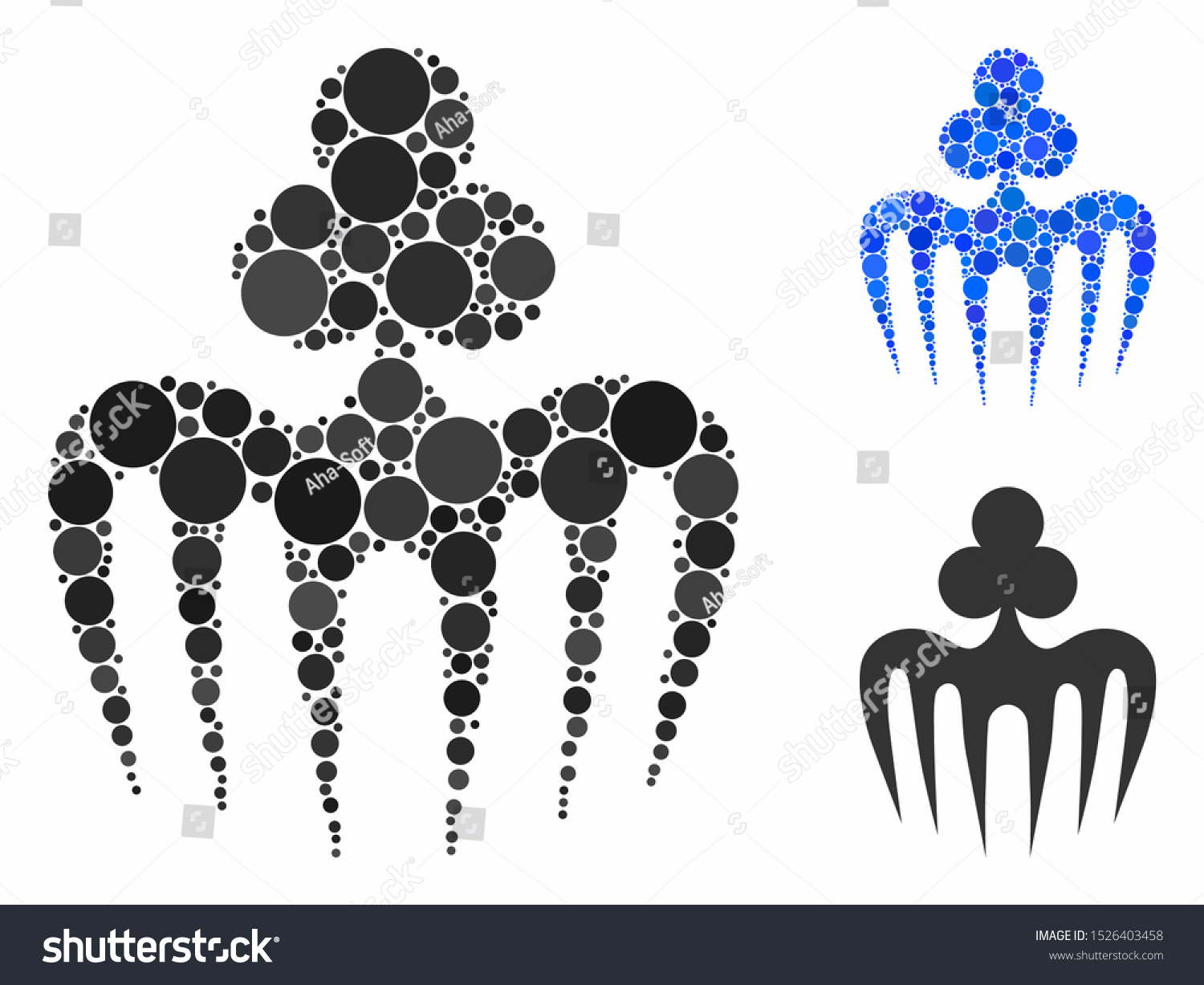 SVG of Gambling spectre monster composition for gambling spectre monster icon of round dots in variable sizes and color tones. Vector round dots are combined into blue illustration. svg