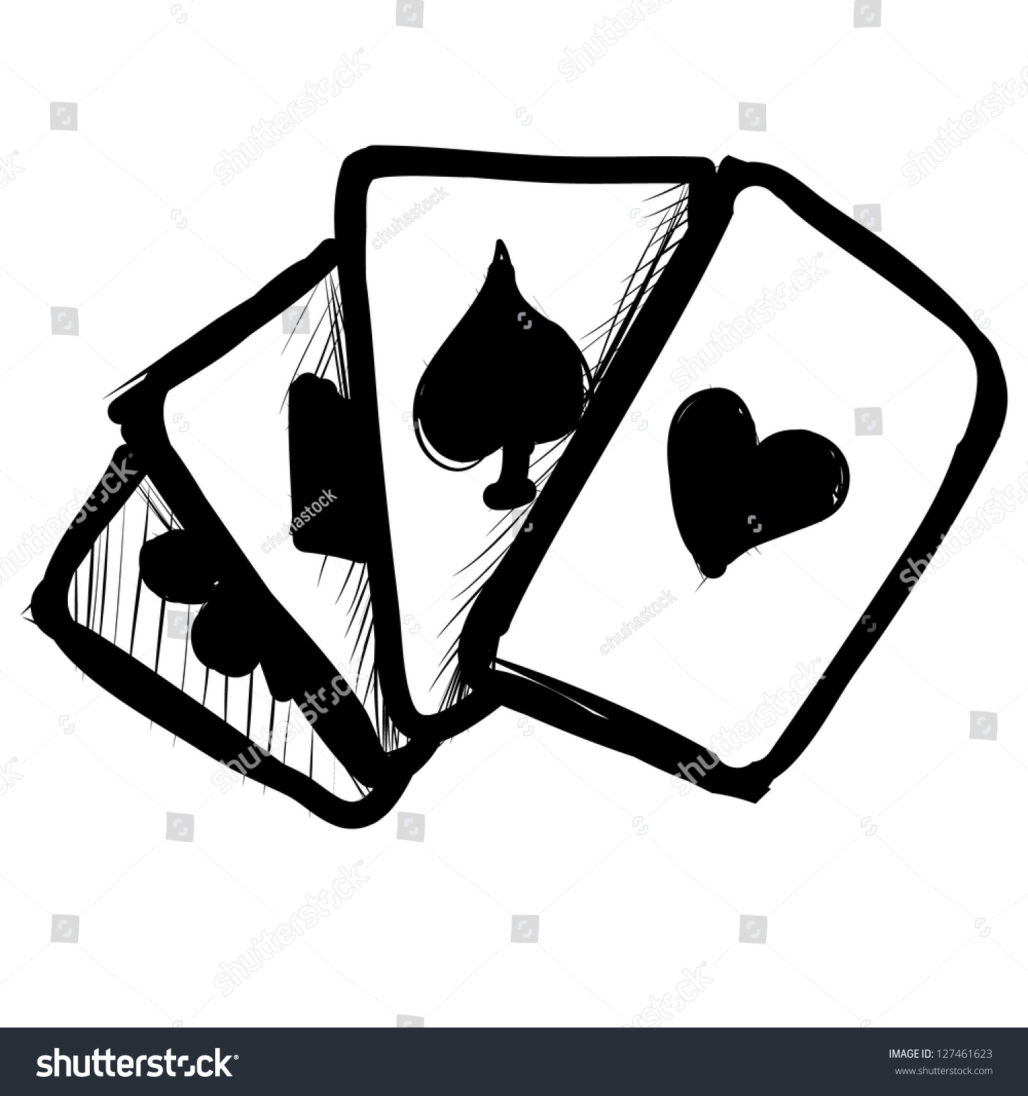 Game Cards Hand Drawing Sketch Vector Illustration - 127461623 ...