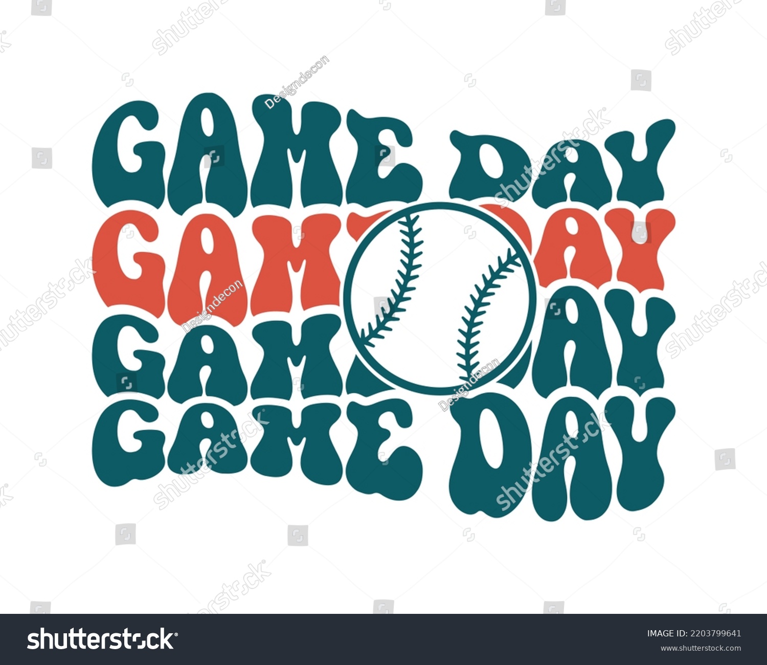 SVG of Game Day repeat Baseball quote retro wavy typography sublimation SVG on white background svg