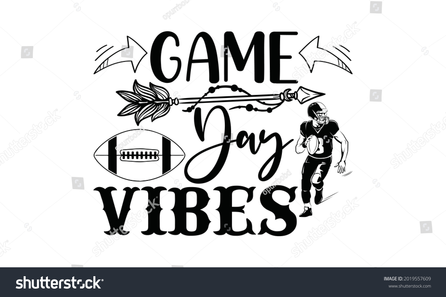 SVG of Game day vibes- Football t shirts design, Hand drawn lettering phrase, Calligraphy t shirt design, Isolated on white background, svg Files for Cutting Cricut and Silhouette, EPS 10 svg