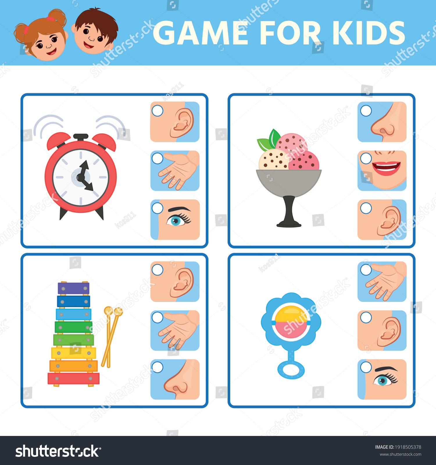 Game Children Develop Logic Five Senses Stock Vector (Royalty Free ...