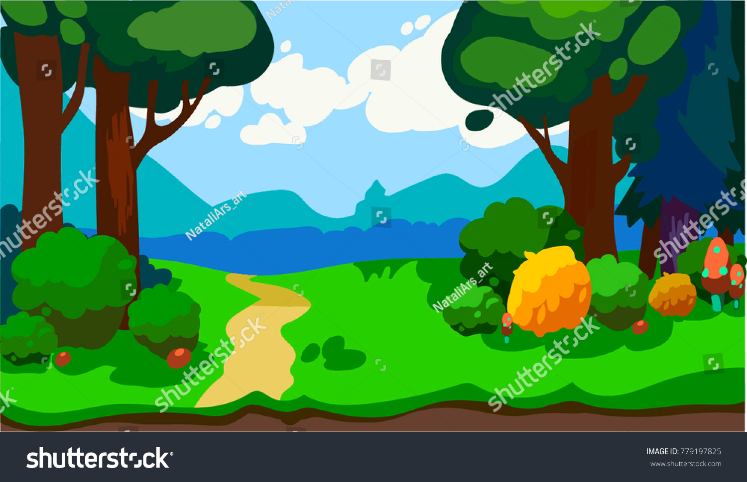 Game Horizontal Forest Background 2d Games Stock Vector 779197825