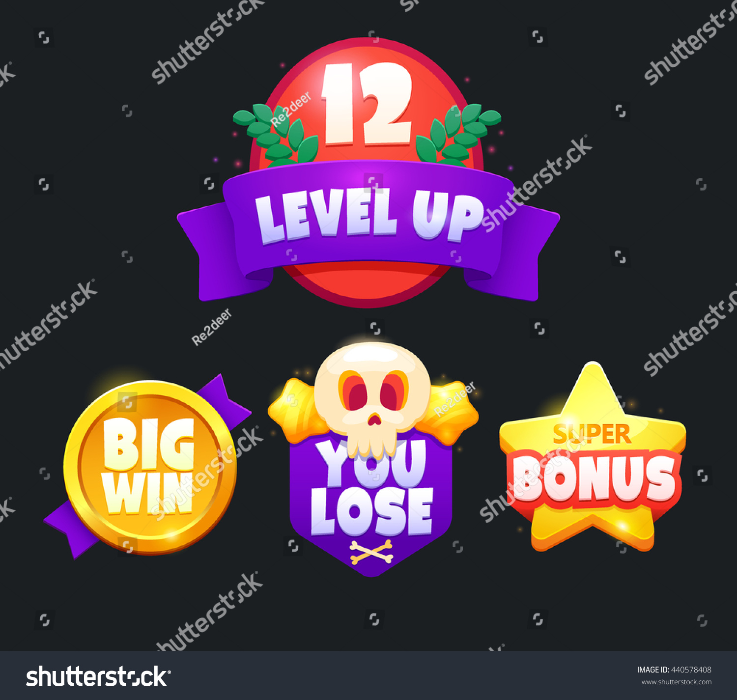 Game Icon Bonus Items Illustration Collection Stock Vector Royalty Free