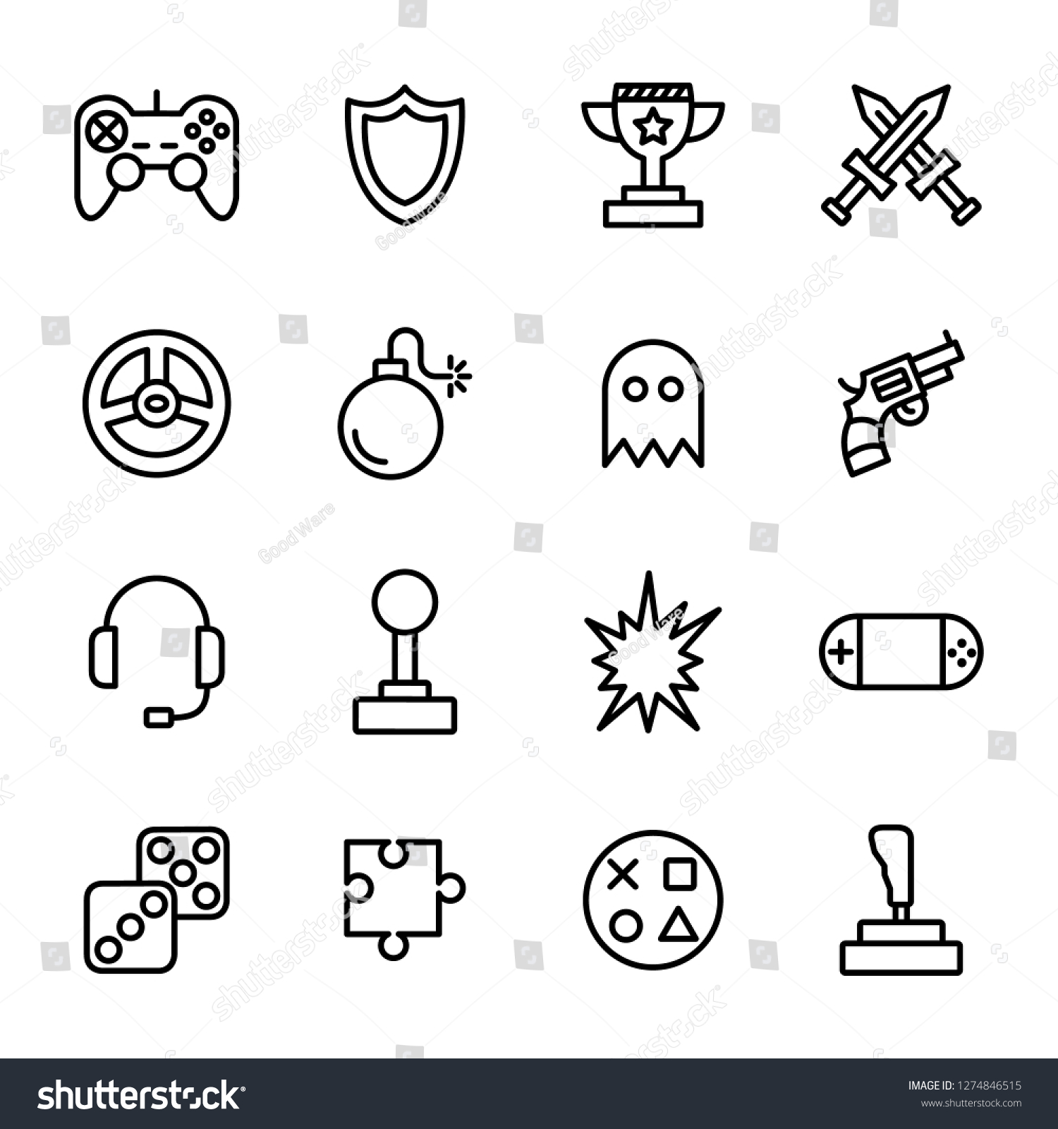 Game Icons Pack Isolated Game Symbols Stock Vector (Royalty Free ...