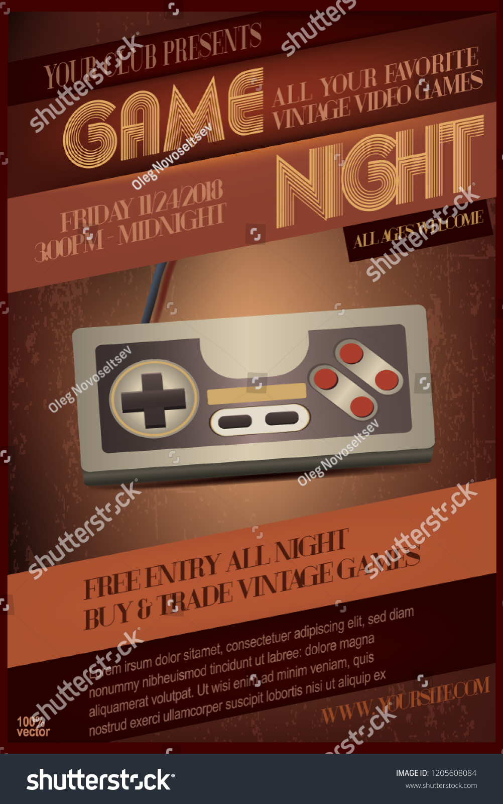 Game Night Party Invitation Flyer Layout Stock Vector (Royalty Free ...