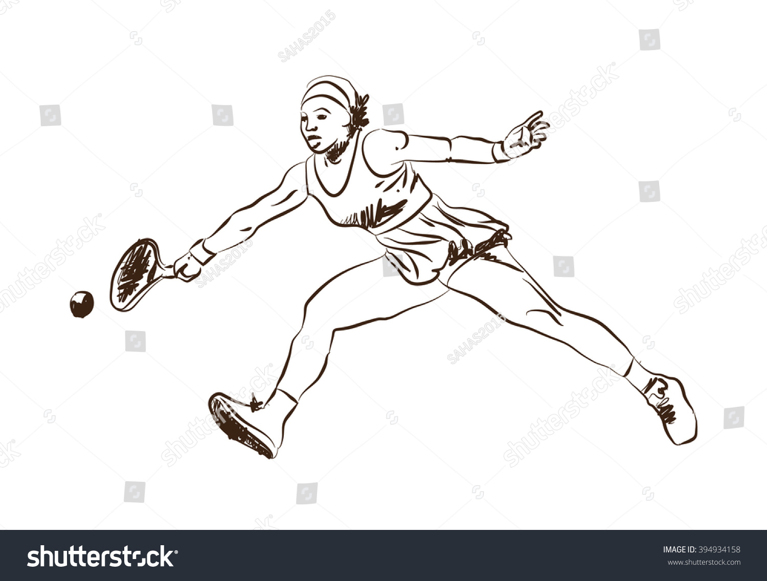 Game Of Tennis Player In Sketch. Vector. - 394934158 : Shutterstock