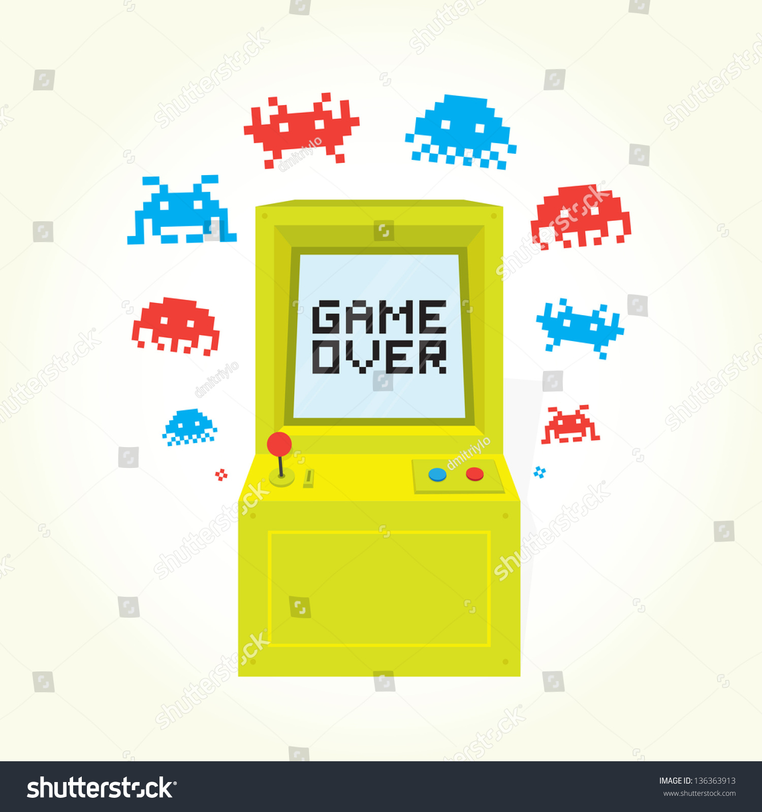 Game Over On Arcade Machine Isolated Stock Vector 136363913 - Shutterstock