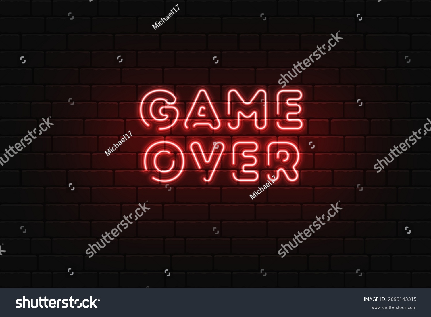 Game Over Red Neon Sign Bright Stock Vector (Royalty Free) 2093143315 ...