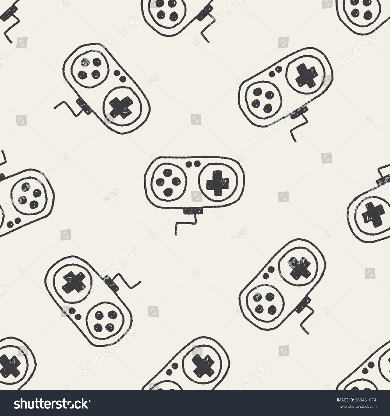 Game Remote Control Doodle Drawing Seamless Stock Vector (Royalty Free