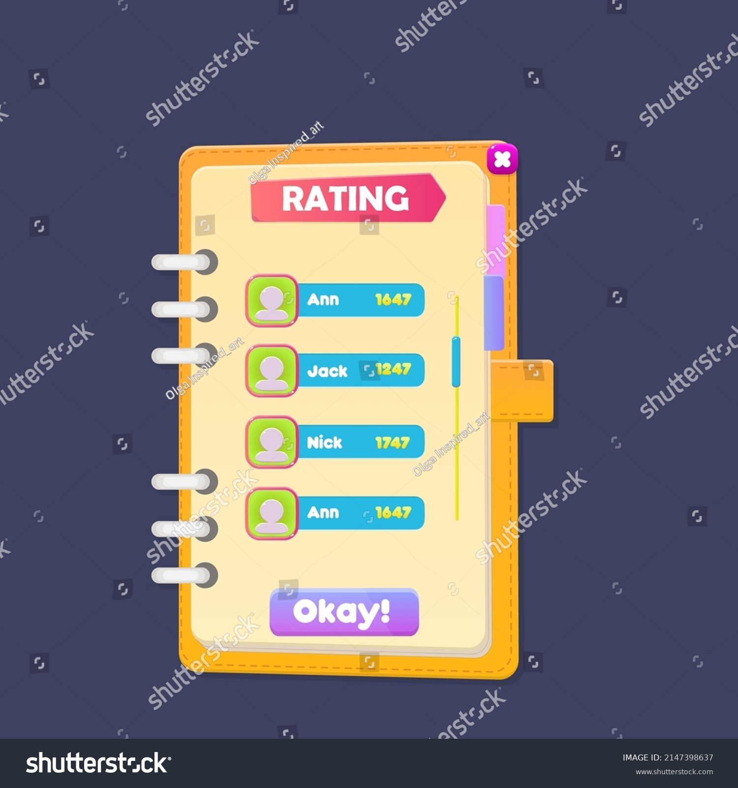Game Ui Window Rating Chart Users Stock Vector (Royalty Free