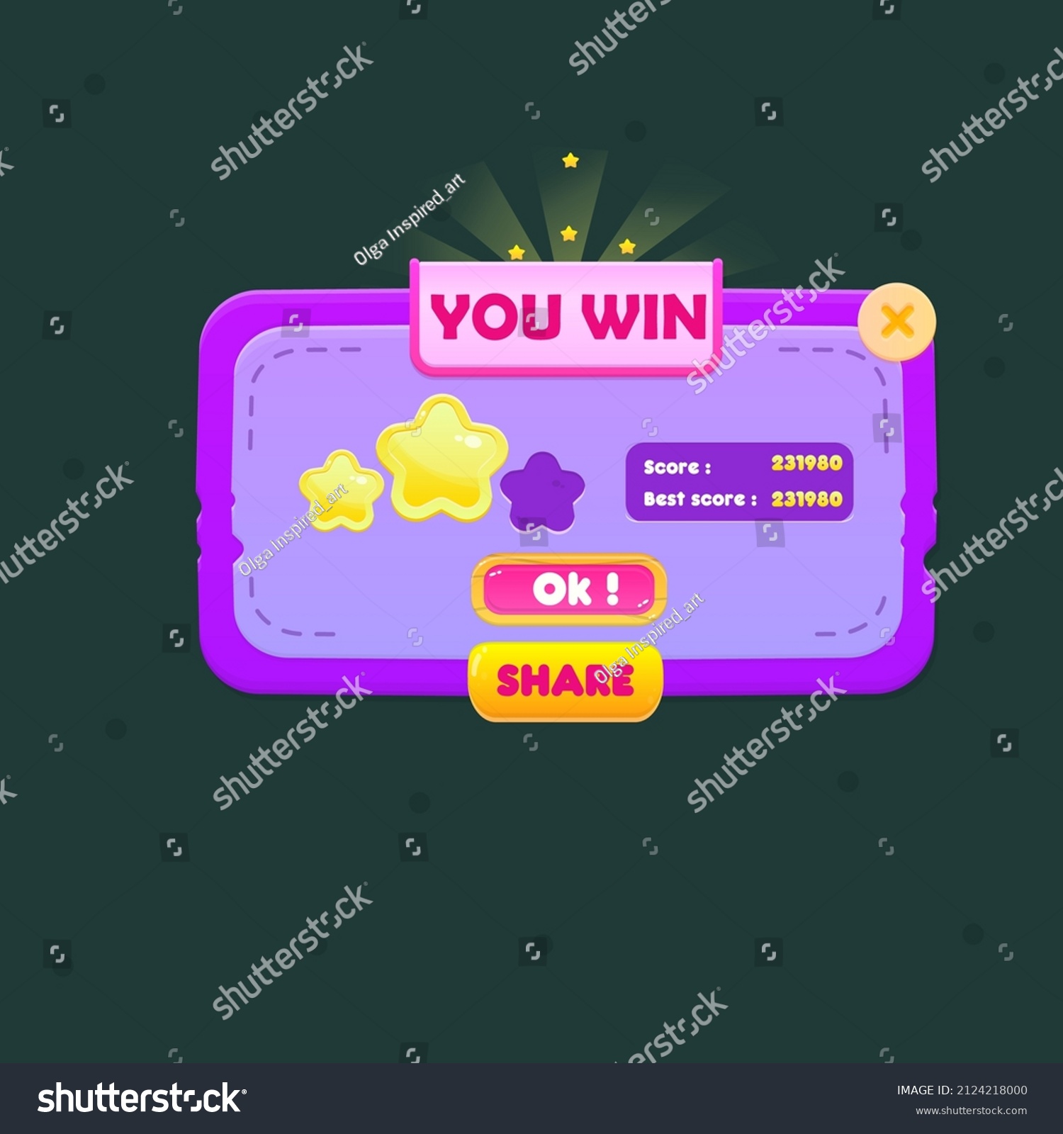 Game Ui You Win Pop Window Stock Vector (royalty Free) 2124218000 