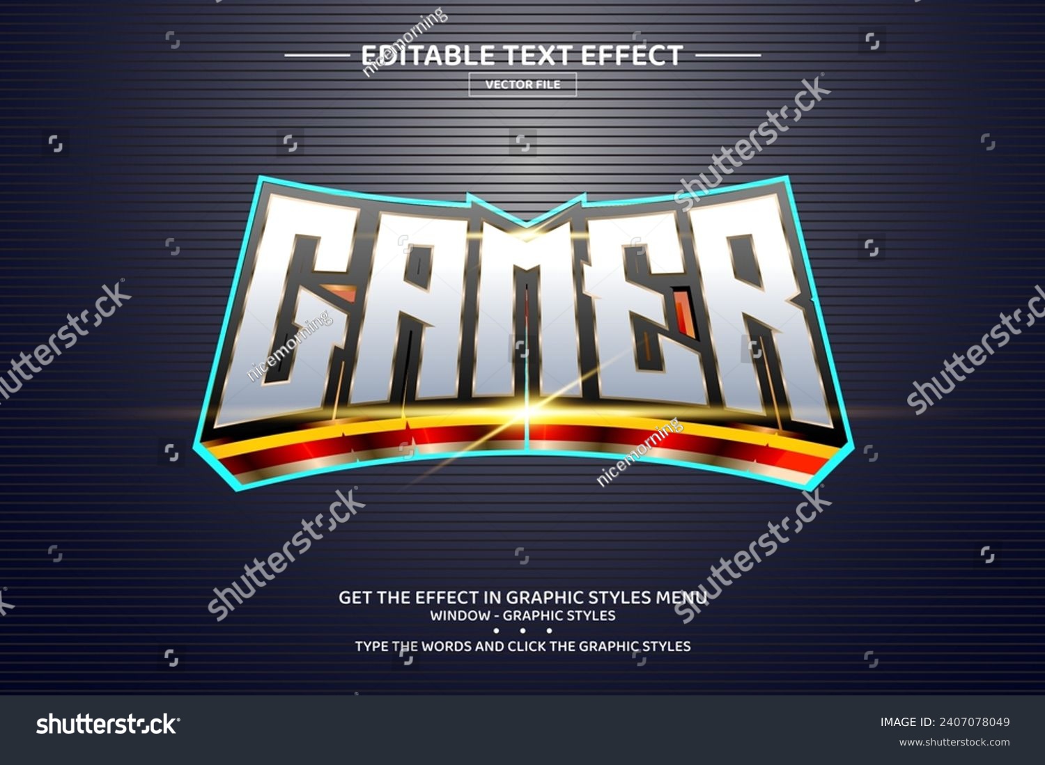 SVG of Gamer 3D editable text effect template svg