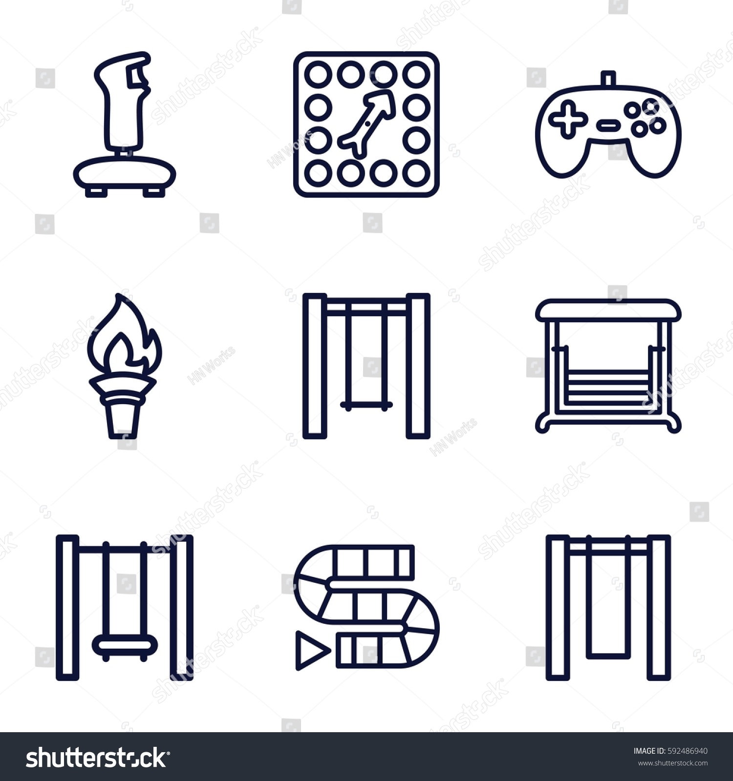 Games Icons Set Of 9 Outline Such As Swing Board Game Games Icons Set Of 9 Outline Such As Swing Board Game