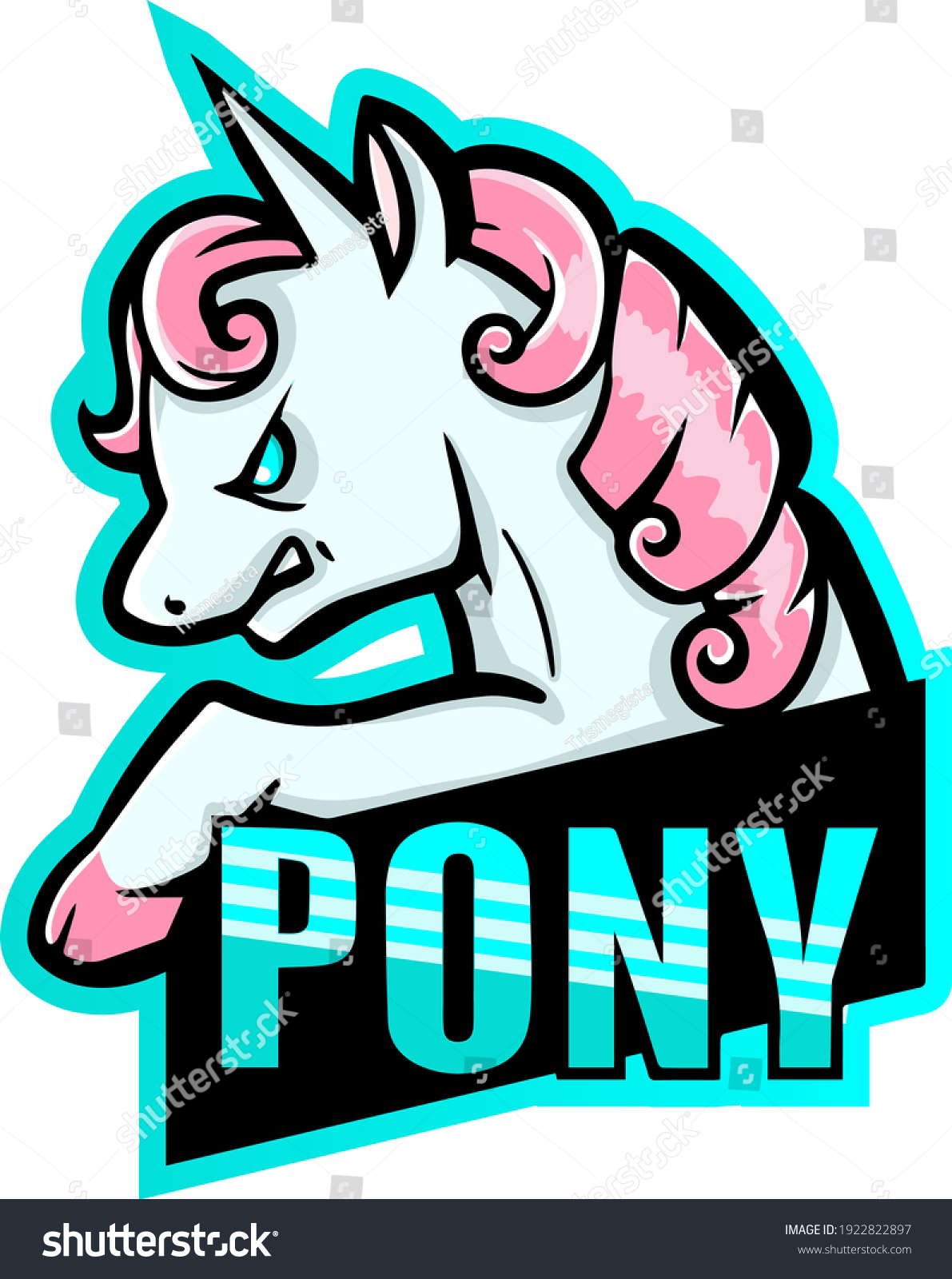 SVG of Gaming logo. Very beautiful evil fighting pony. Angry unicorn. The logo is suitable for the gaming team. Vector. Isolated from the background svg