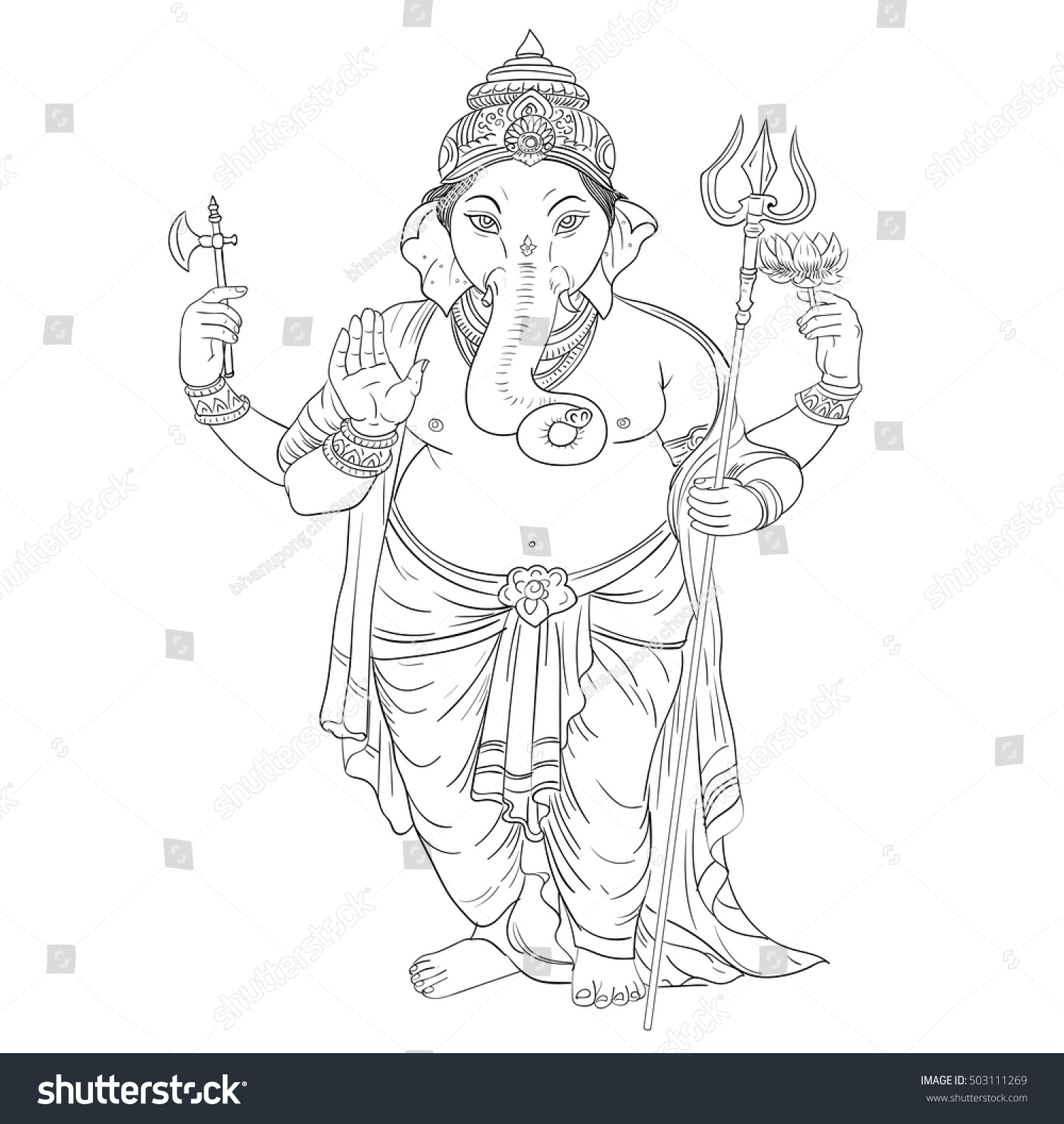 Ganesha Drawing Vector - 503111269 : Shutterstock