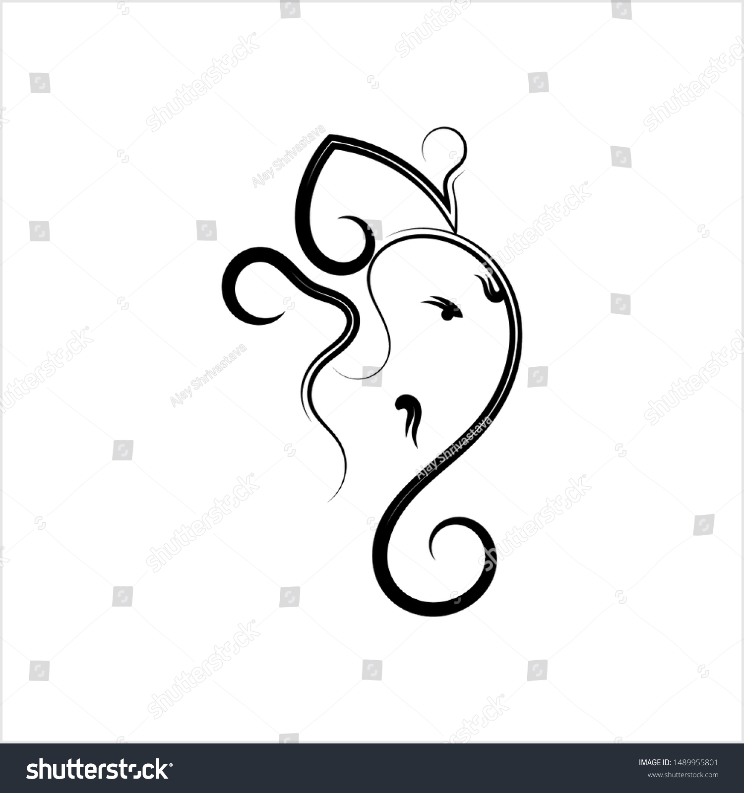 Ganesha Lord Wisdom Calligraphic Style Vector Stock Vector (Royalty ...