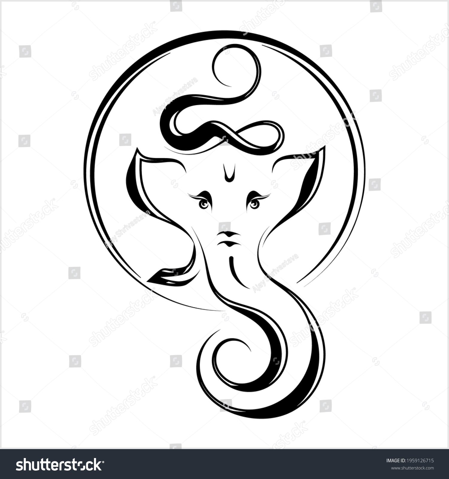 Ganesha Lord Wisdom Calligraphic Style Vector Stock Vector (Royalty ...