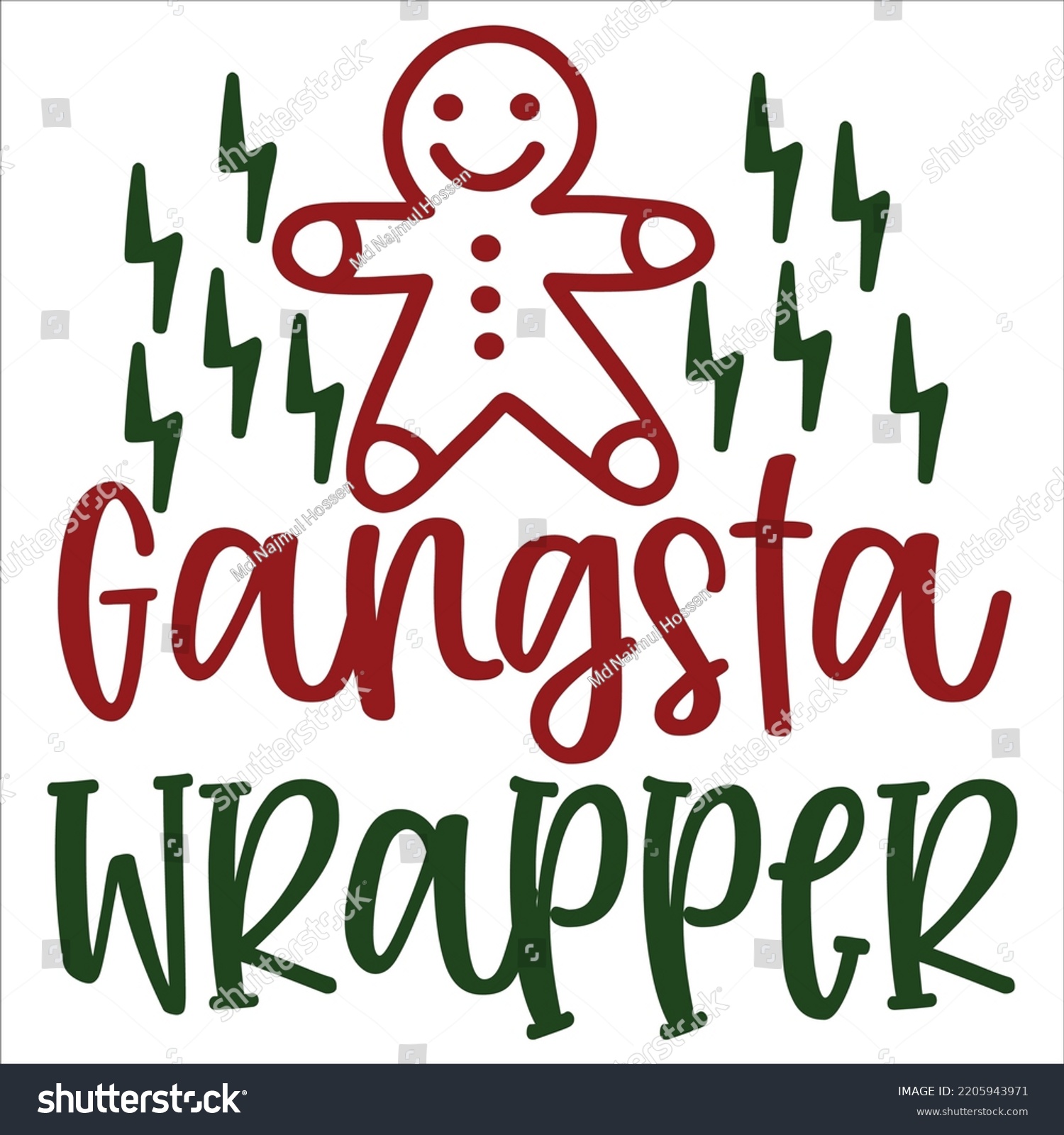 SVG of Gangsta  Wrapper, Merry Christmas shirts, mugs, signs lettering with antler vector illustration for Christmas hand lettered, svg, Christmas svg, Christmas Clipart Silhouette cutting svg