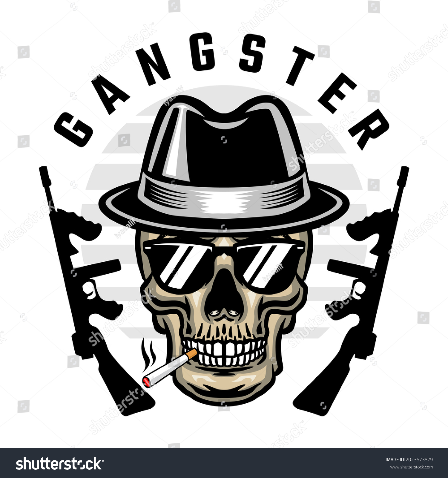 Gangster Skull Vector Illustration Template Stock Vector (Royalty Free ...
