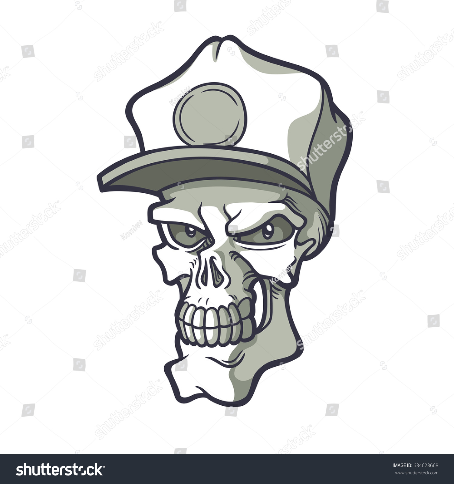 Gangster Vector Hand Drawn Illustration Skull Stock Vector 634623668 ...