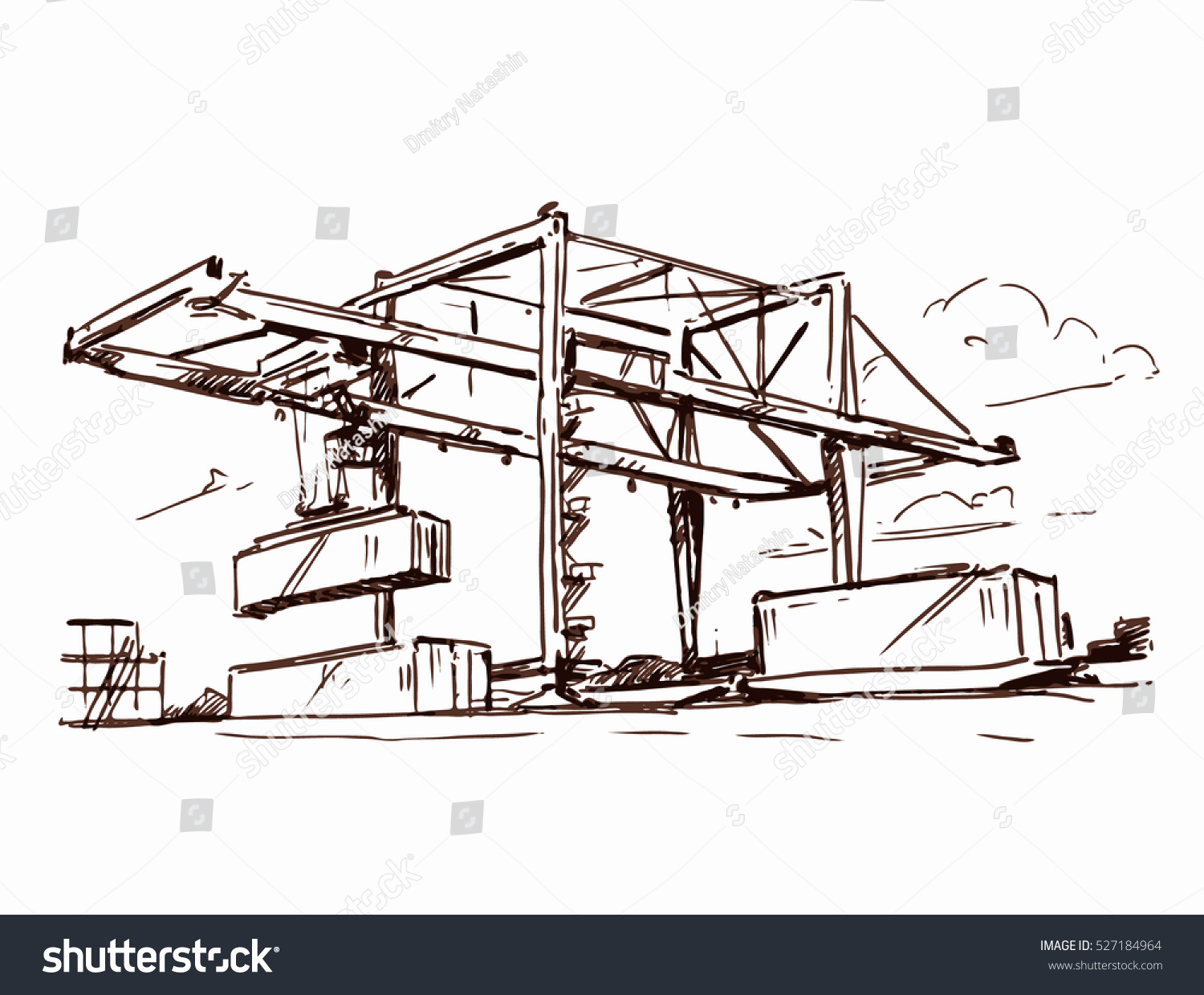 Gantry Crane Sketch Stock Vector Illustration 527184964 : Shutterstock