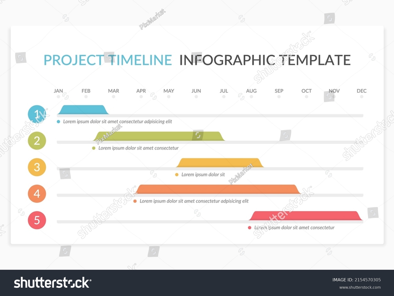 Gantt Chart Project Timeline Five Stages Stock Vector (Royalty Free ...