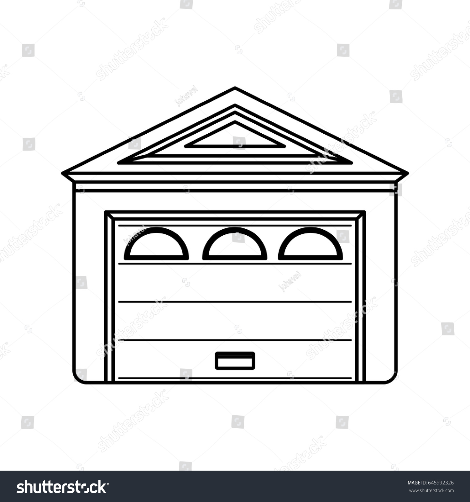 Garage Door House Stock Vector Royalty Free 645992326