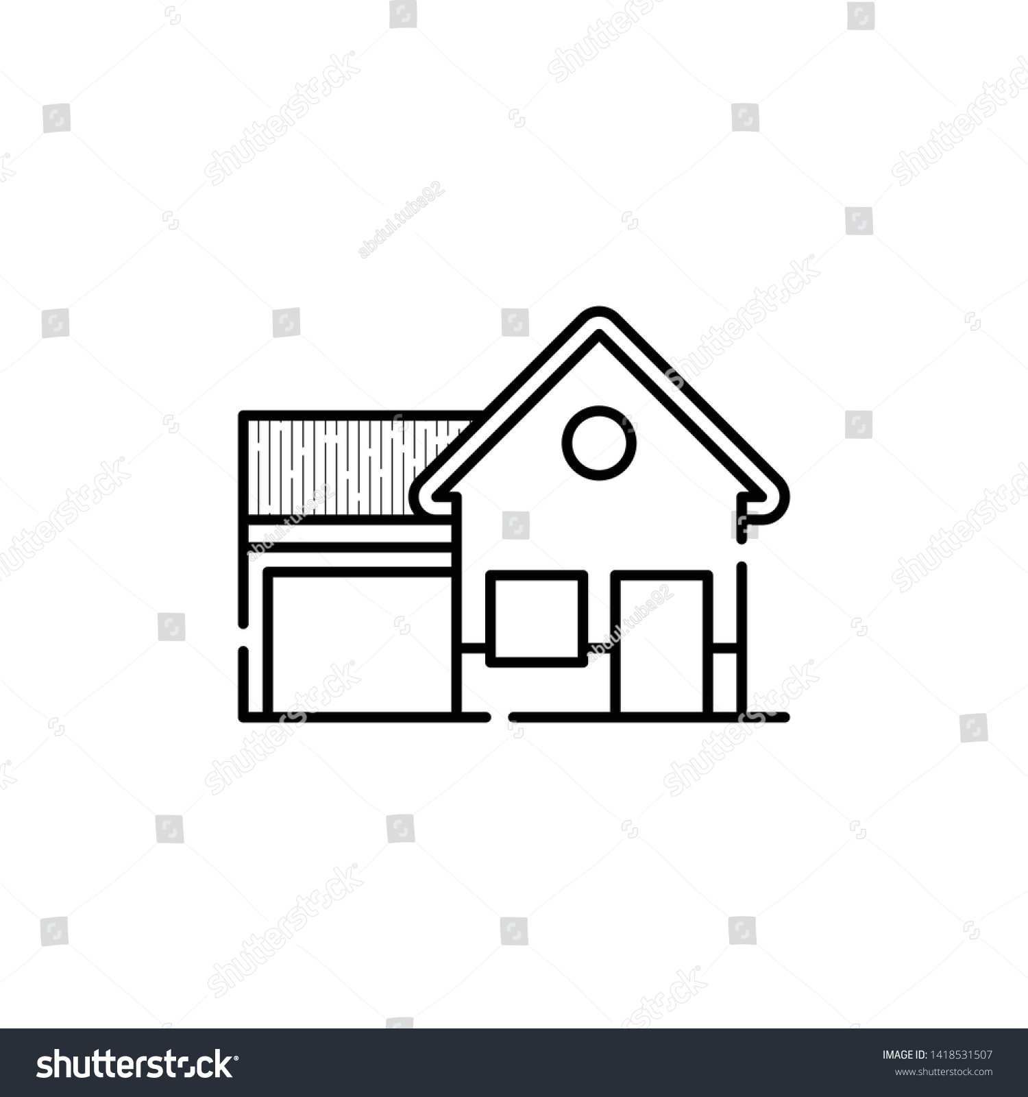 Garage House Icon Simple Line Art Stock Vector (Royalty Free ...