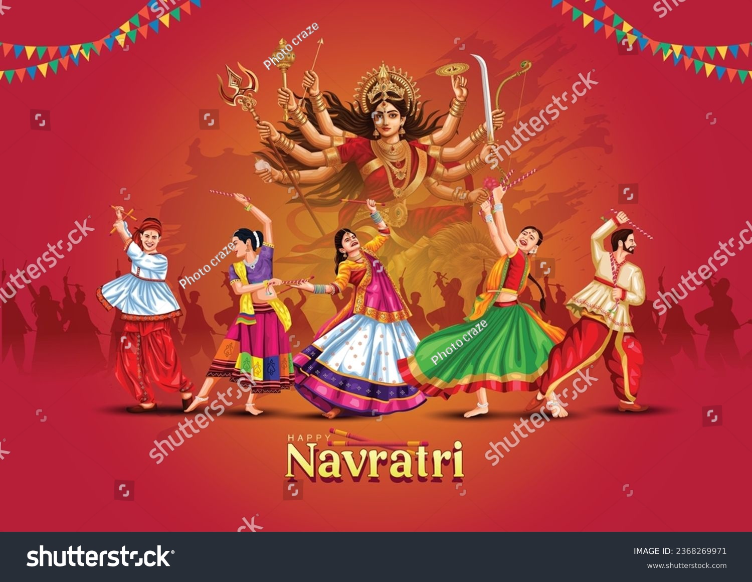 SVG of Garba Night Diwali  poster for Navratri Dussehra festival of India. vector illustration design of peoples playing Dandiya dance. svg