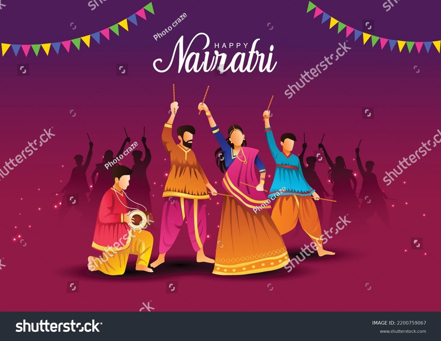 SVG of Garba Night poster for Navratri Dussehra festival of India. vector illustration design of peoples playing Dandiya dance. svg