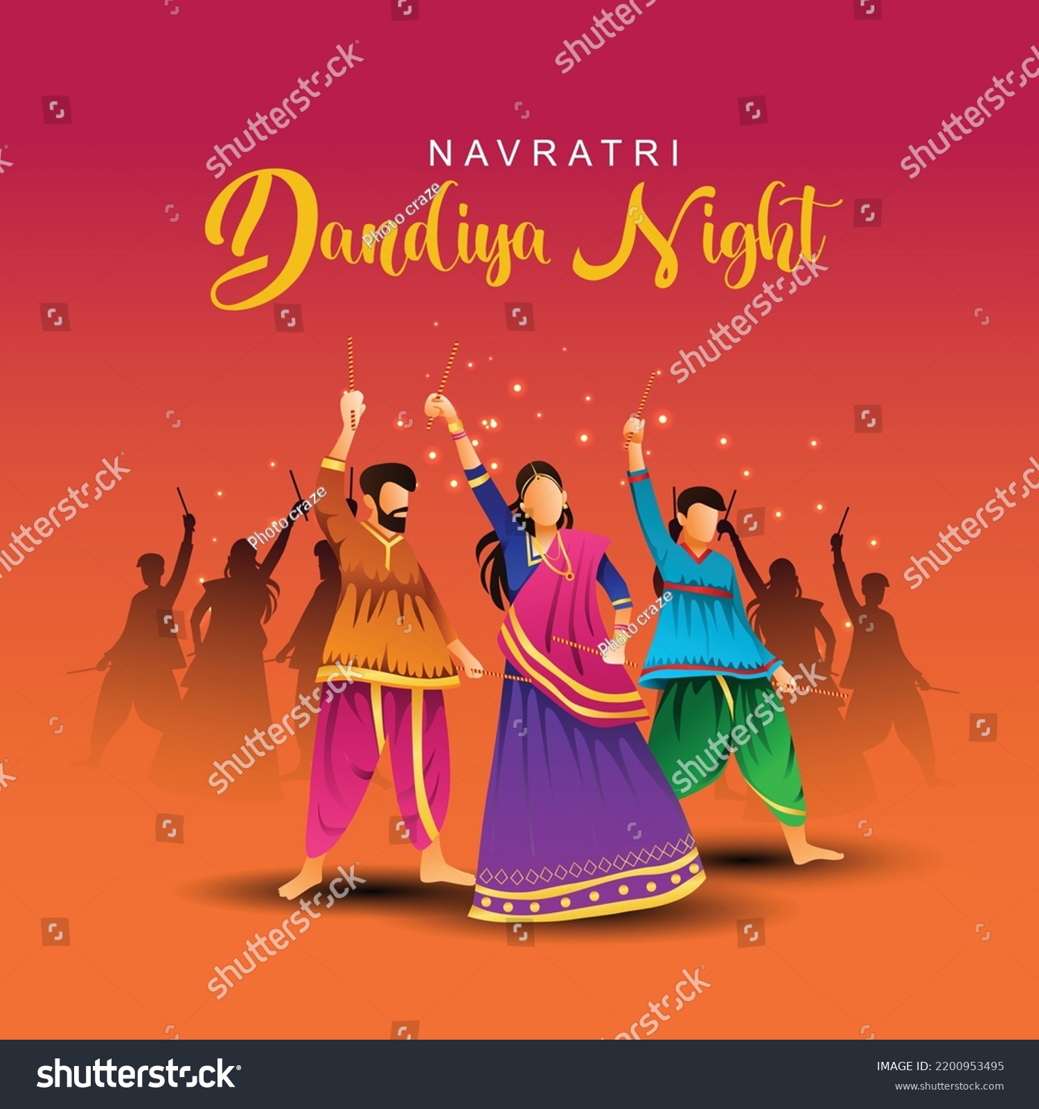 SVG of Garba Night poster for Navratri Dussehra festival of India. vector illustration design of peoples playing Dandiya dance. svg