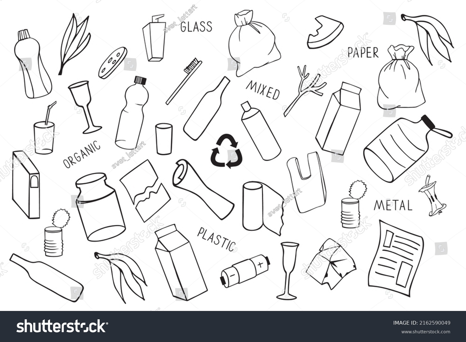 Garbage Drawing Icon Set Illustration Line Stock Vector (Royalty Free ...