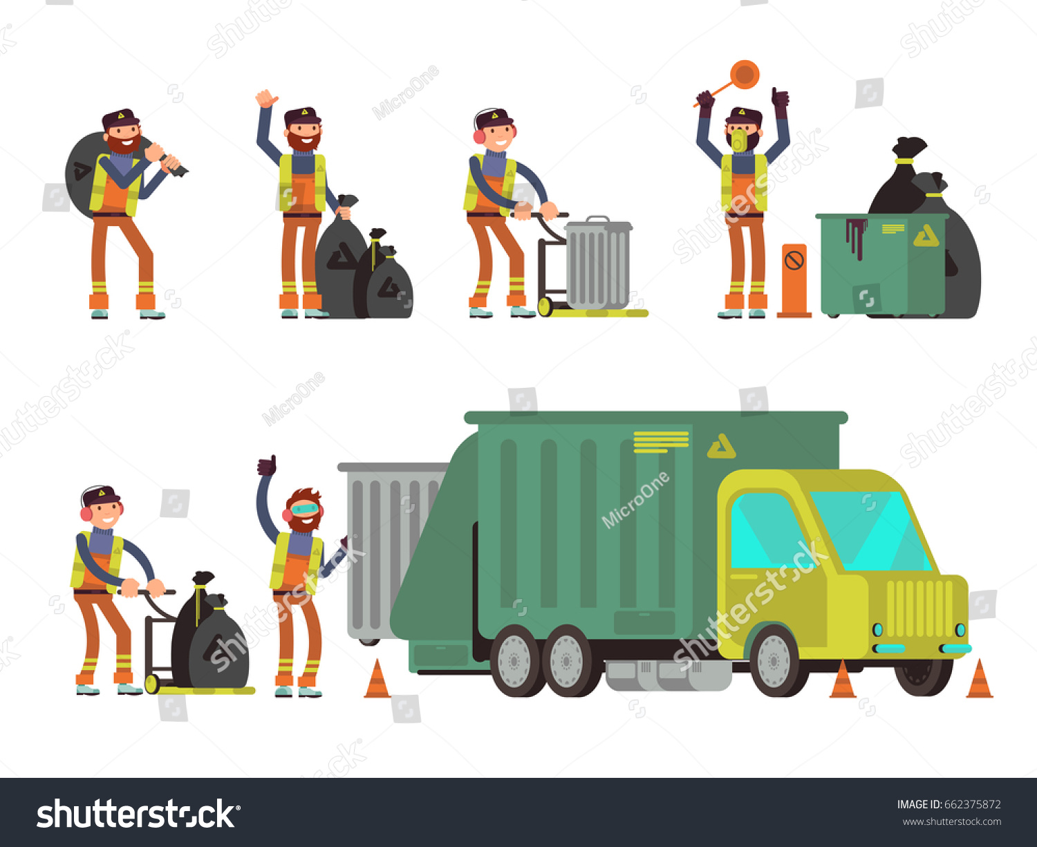 Garbage Man Collecting City Rubbish Waste Stock Vector 662375872 ...